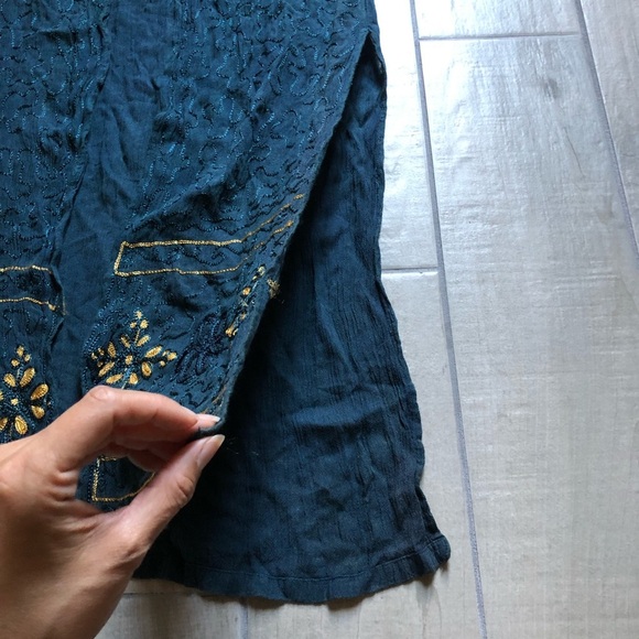 Somedays lovin’ boho longline maxi vest sleeveless duster in dark teal. Size S - Picture 4 of 9